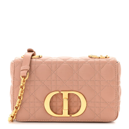 Christian Dior Grained Calfskin Cannage Small Caro Bag Rose De Vents 1 of 11