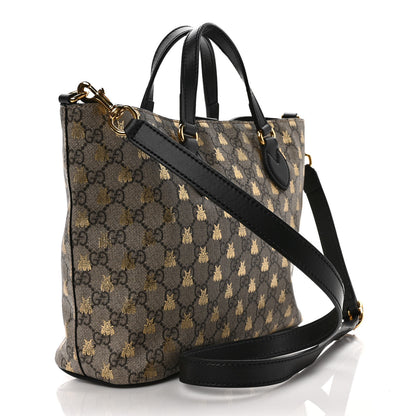 Gucci Soft GG Supreme Monogram Bees Small Crossbody Tote Beige Oro Black 2 of 10