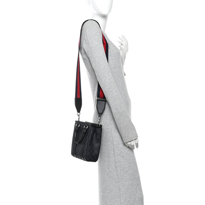 Gucci GG Supreme Monogram Appia Calfskin Web Mini Tote Bag Black 2 of 9