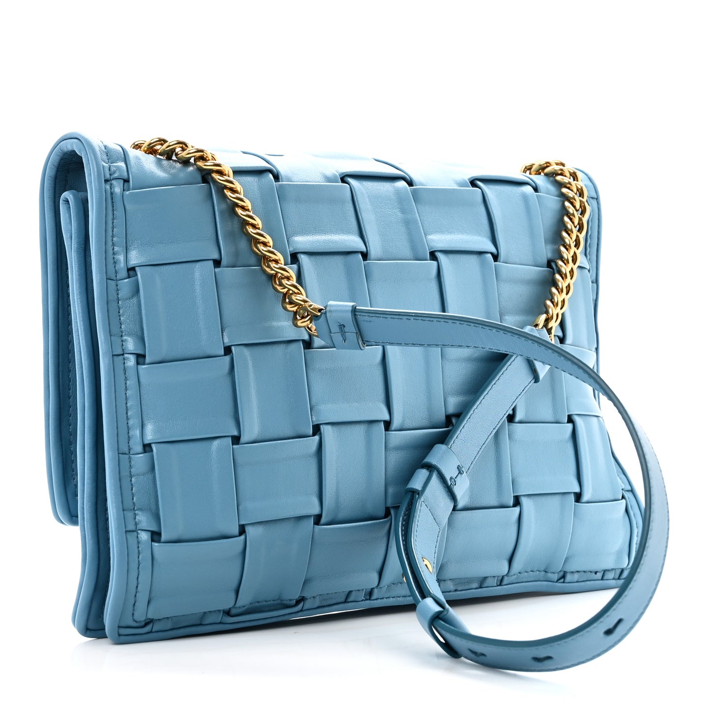 Woven Calfskin Viva Bow Shoulder Bag Blue
