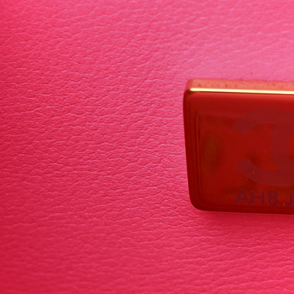 Chanel Patent Quilted CC Vani-Tea Case With Chain Neon Pink 7 of 11
