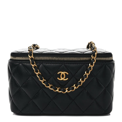Chanel Lambskin Quilted Small Pearl Crush Vanity Case With Chain Black 1 of 9