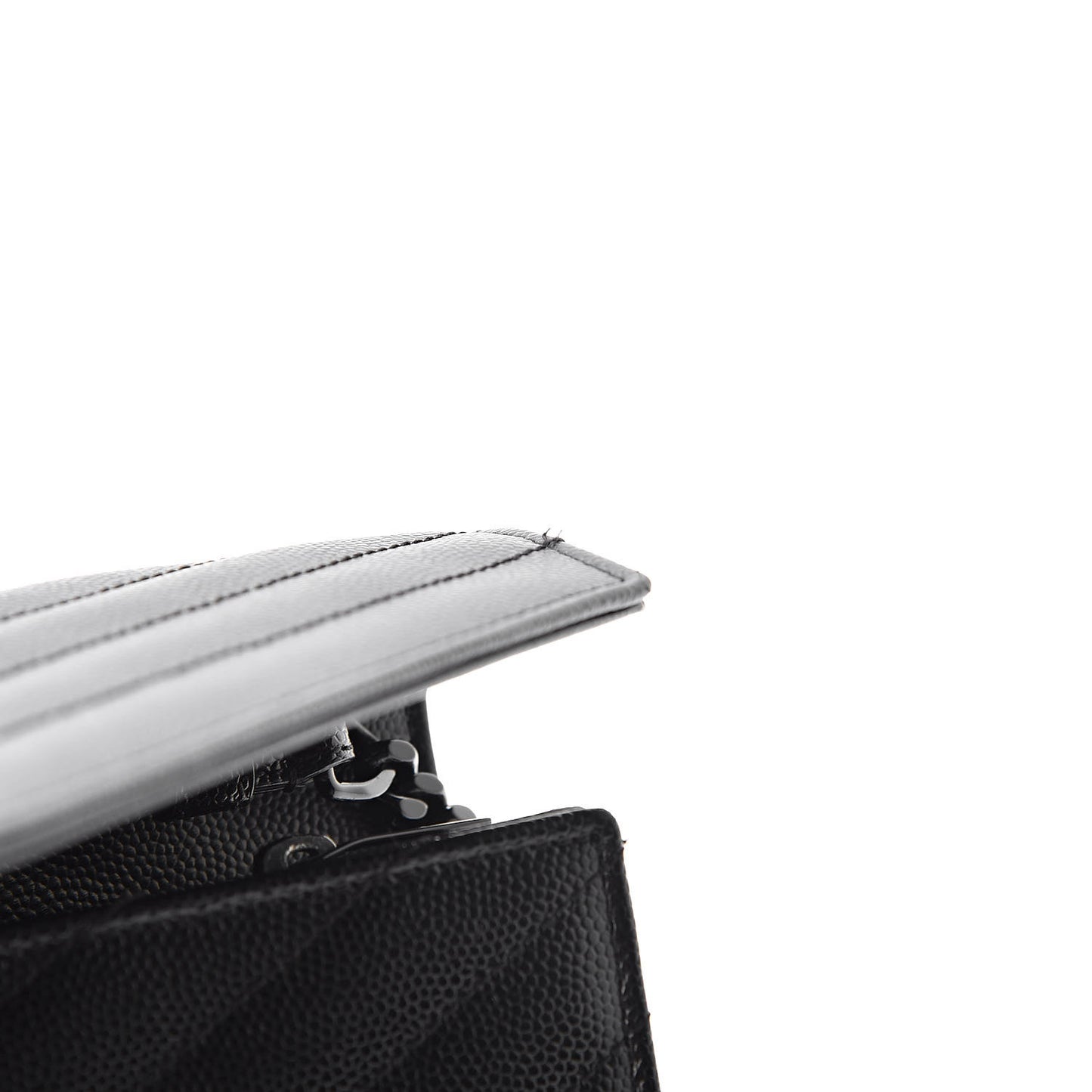 Grain De Poudre Matelasse Chevron Monogram Chain Wallet Black