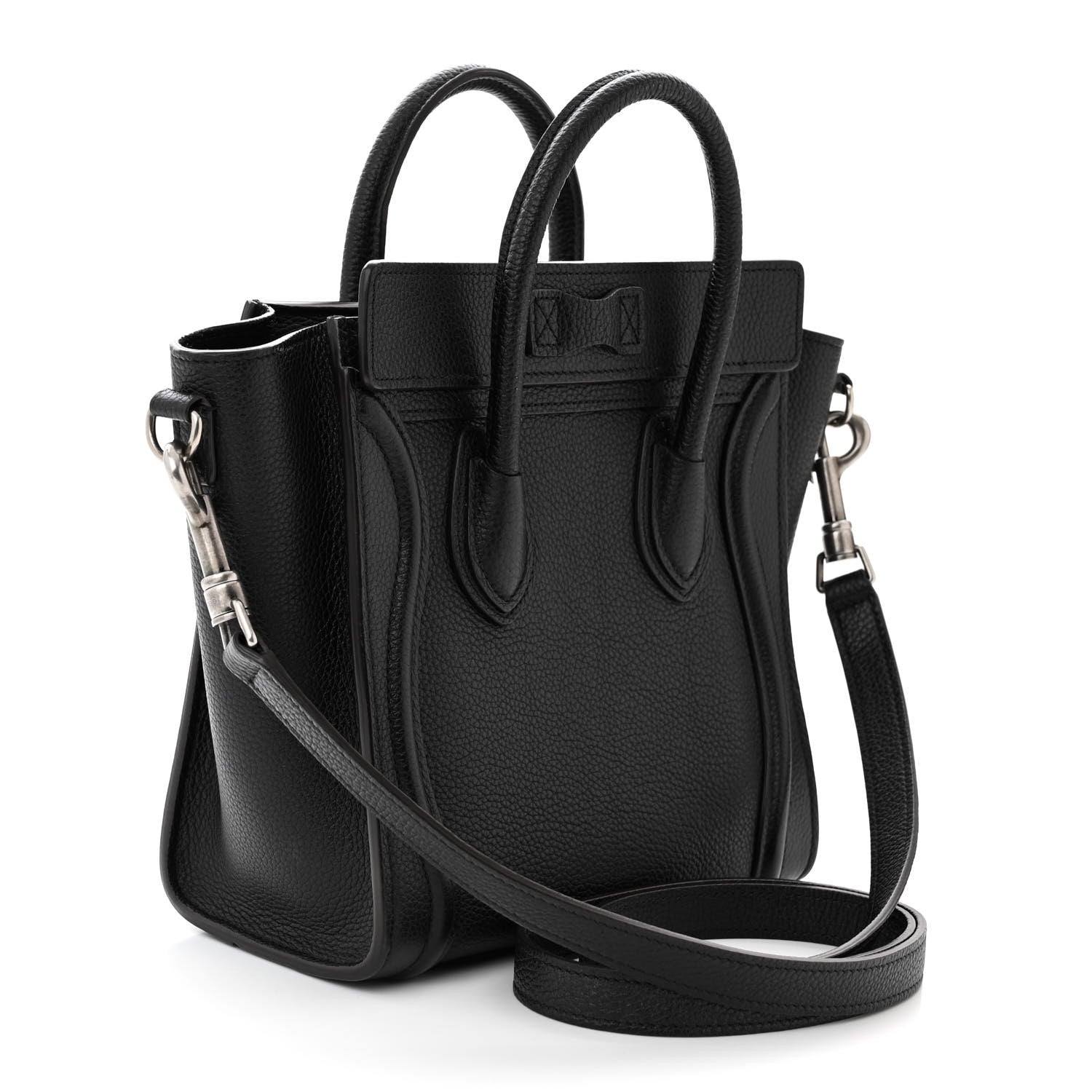 Celine Drummed Calfskin Nano Luggage Black 3 of 10