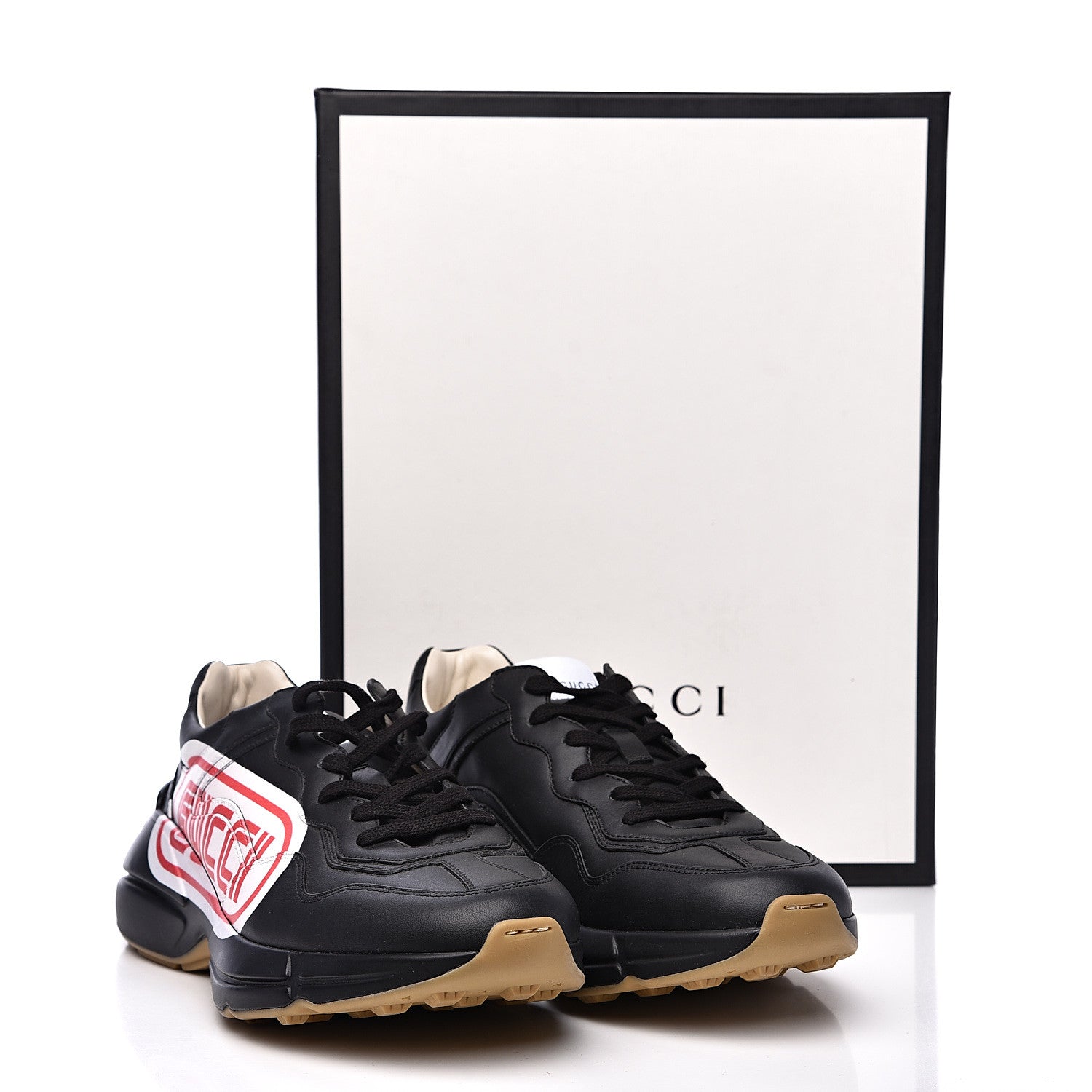 Gucci X SEGA Calfskin Logo Mens Rhyton Sneakers 8 Black 8 of 8