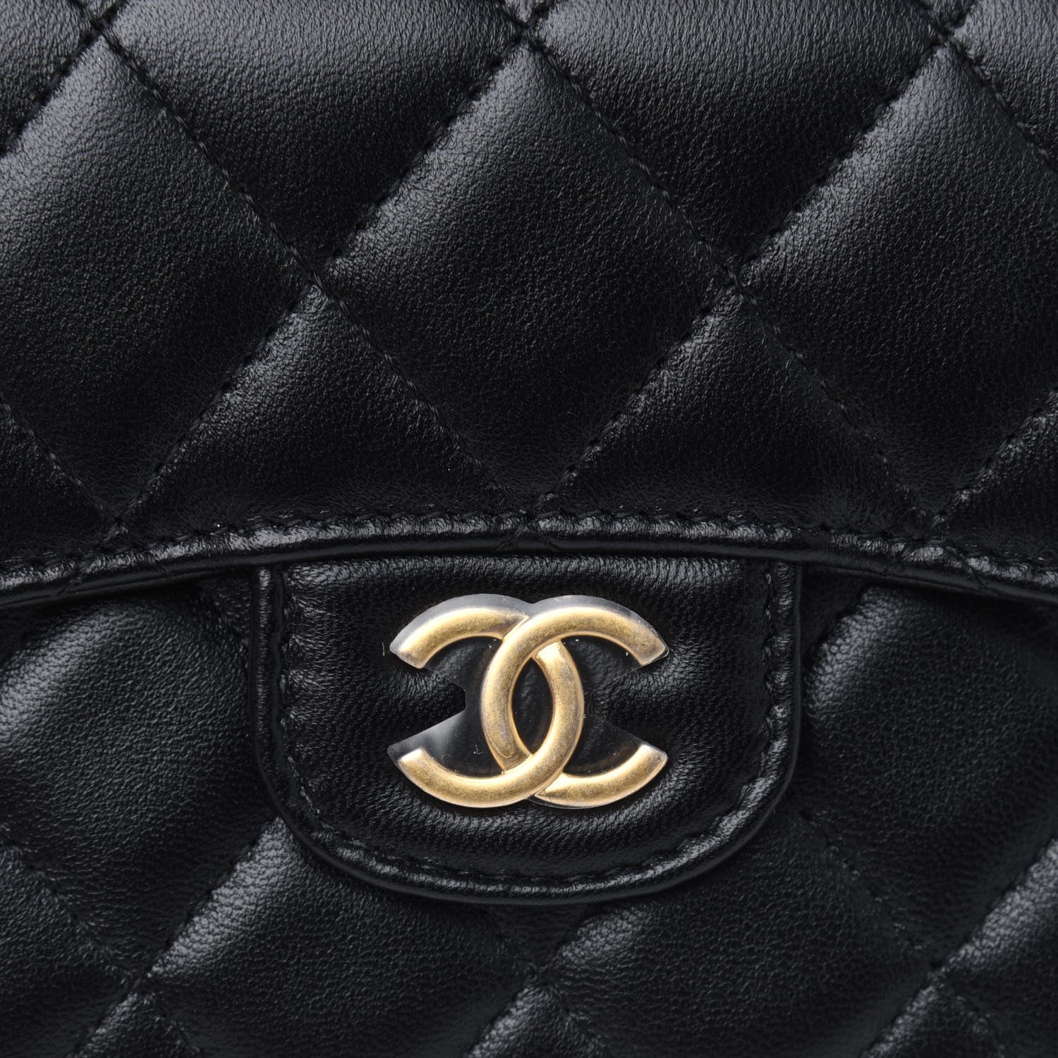 Chanel Lambskin Quilted Top Handle Flap Coin Purse With Chain Black 5 of 5