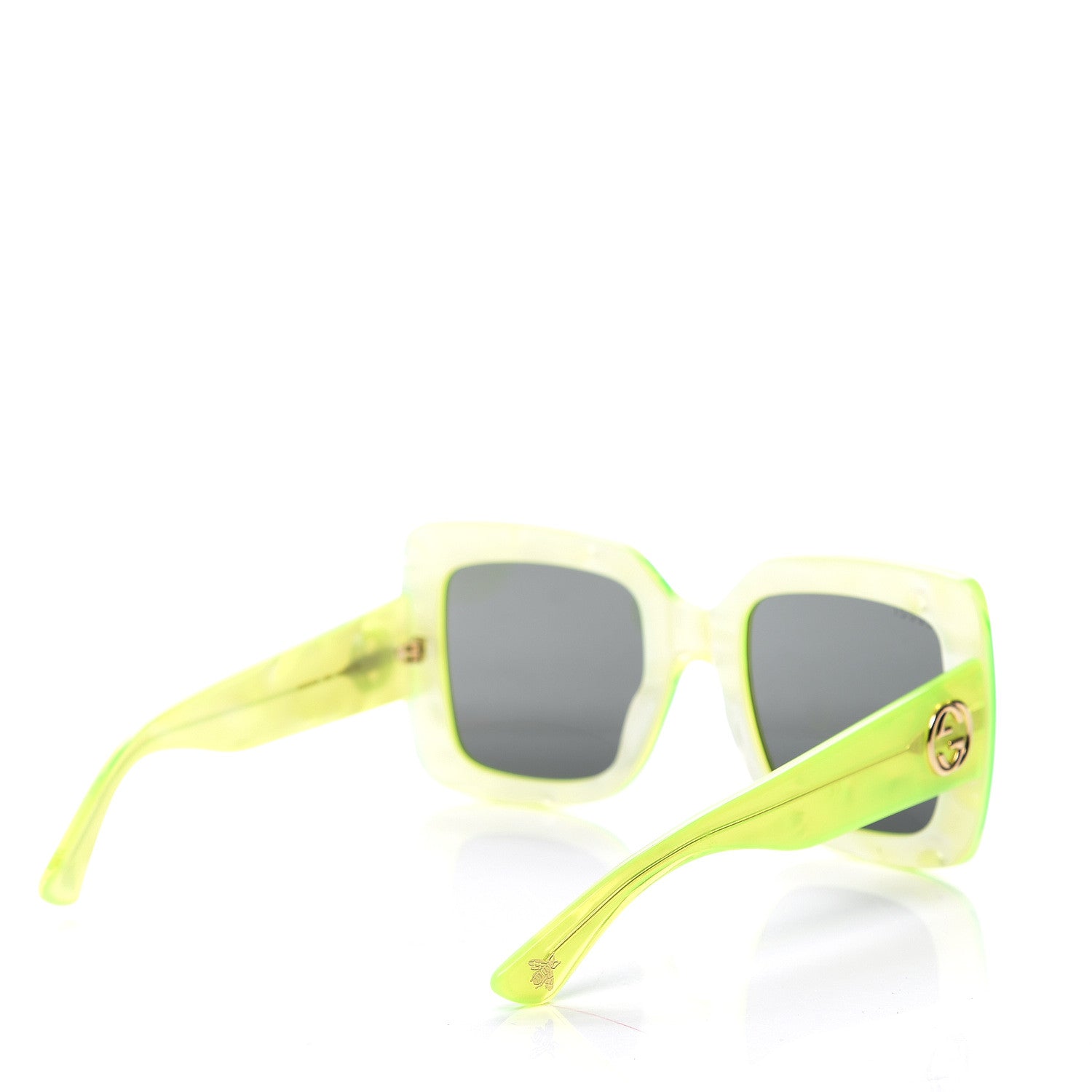 Gucci Acetate Square Frame Sunglasses GG0083S Neon Green 4 of 8