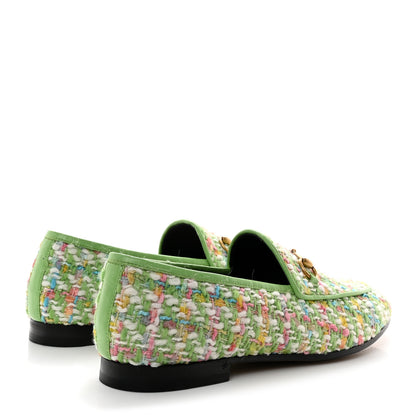 Gucci Tweed Multicolor Malaga Kid Horsebit Womens Jordaan Loafers 40 Green Multicolor 4 of 9
