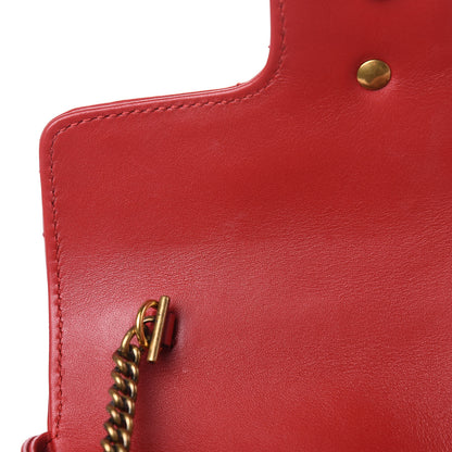 Gucci Calfskin Matelasse Super Mini GG Marmont Shoulder Bag Hibiscus Red 8 of 11