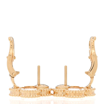 Van Cleef & Arpels 18K Yellow Gold Mother of Pearl Vintage Alhambra Earrings 3 of 5