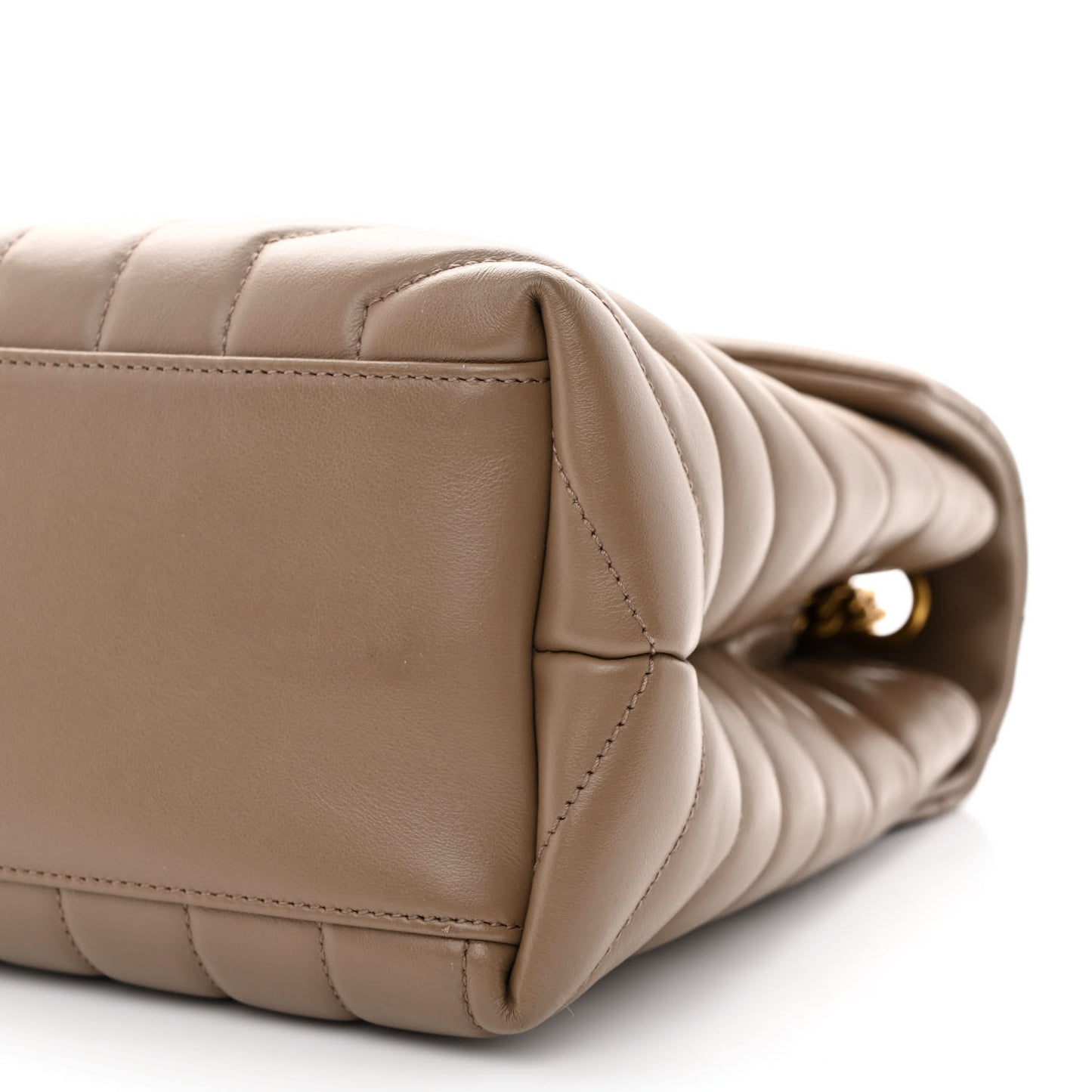 Calfskin Y Quilted Monogram Medium Loulou Chain Satchel Taupe