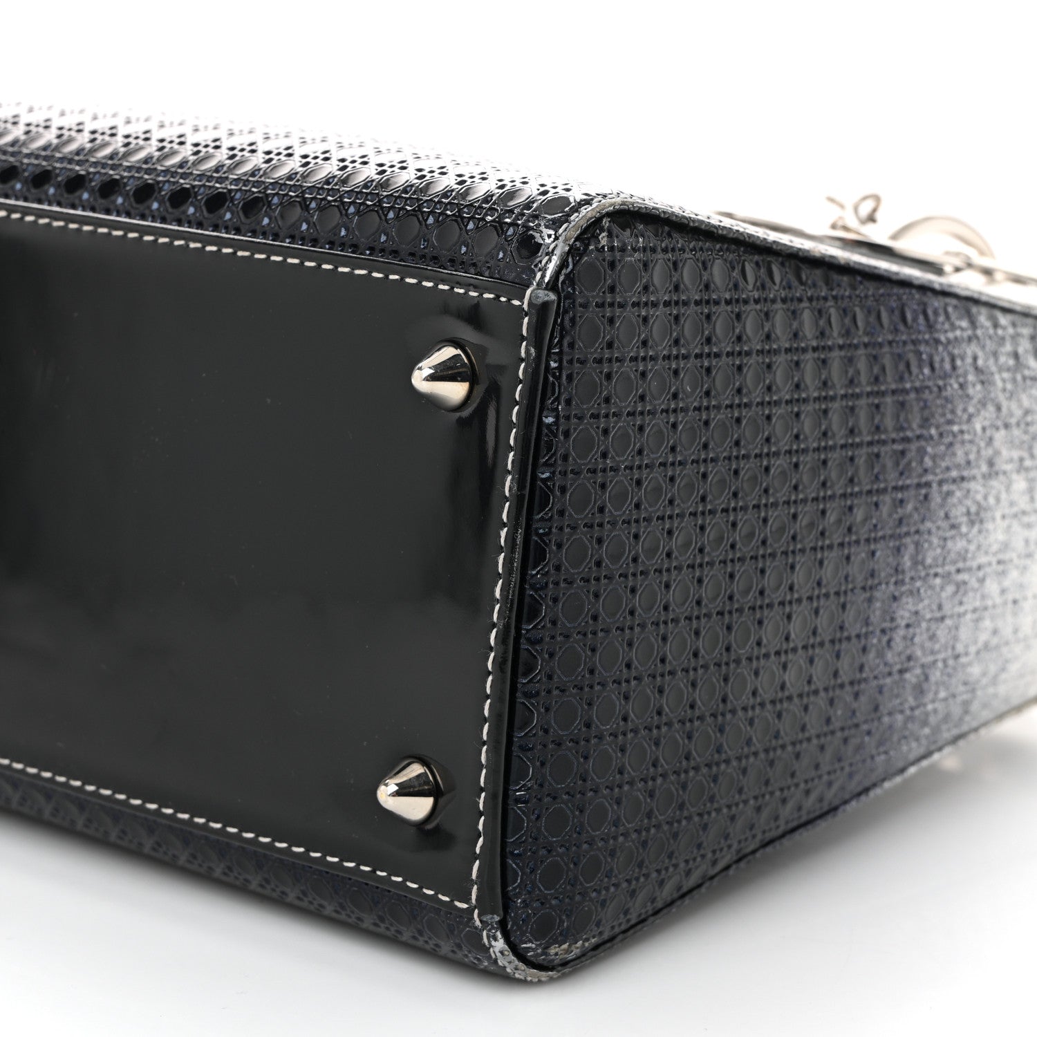 Christian Dior Metallic Patent Micro-Cannage Gradient Medium Lady Dior Silver Blue 10 of 13