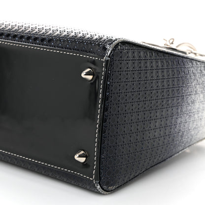 Christian Dior Metallic Patent Micro-Cannage Gradient Medium Lady Dior Silver Blue 10 of 13