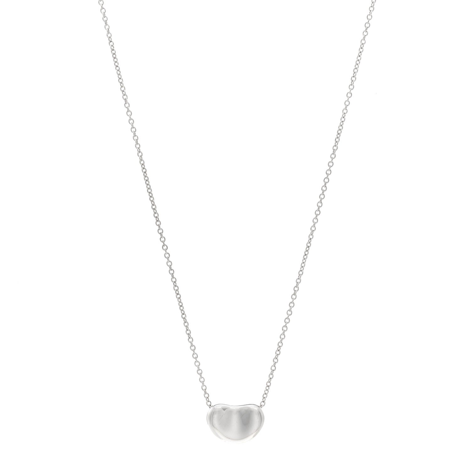 Tiffany Sterling Silver 9mm Elsa Peretti Bean Pendant Necklace 1 of 4