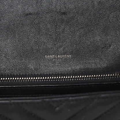 Saint Laurent Sheepskin Matelasse Chevron Monogram Medium College Bag Black 8 of 15