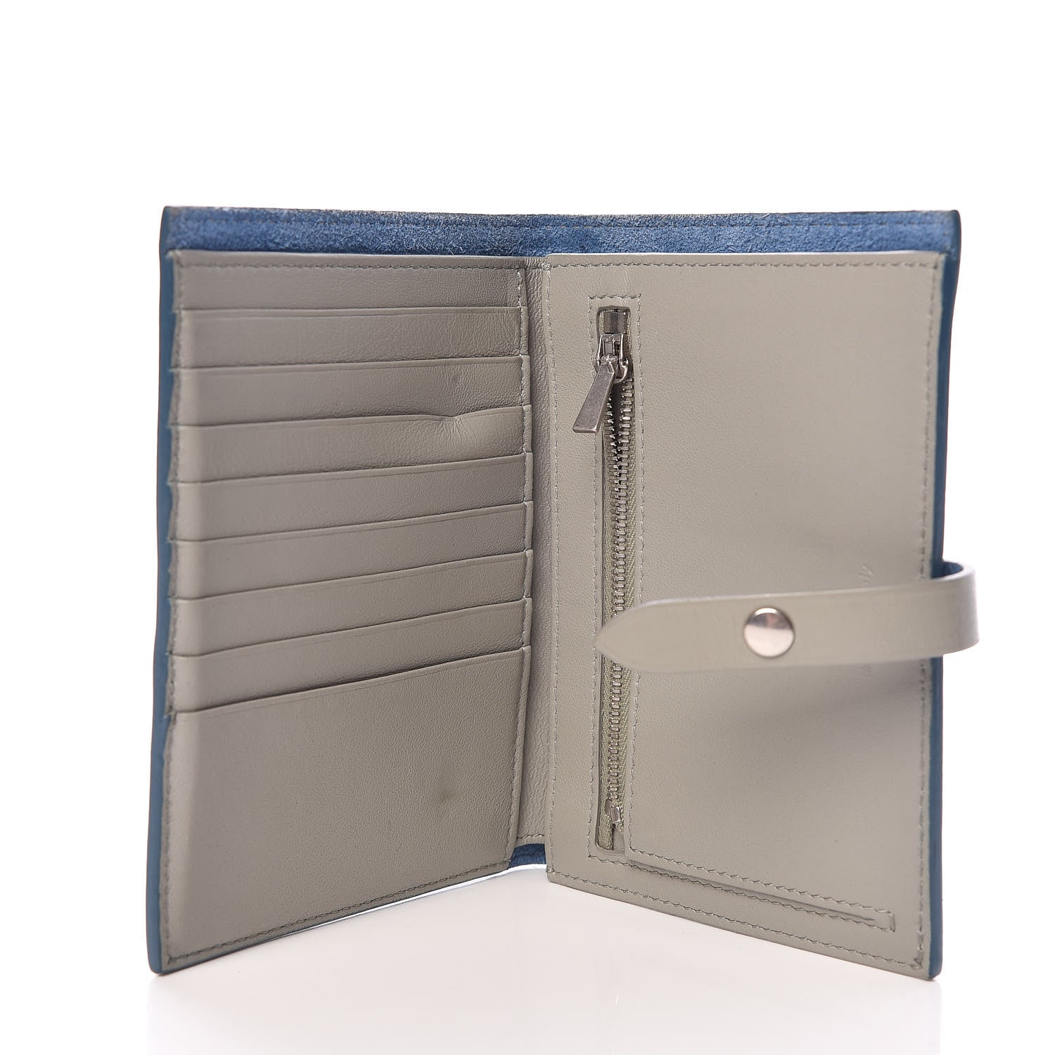 Celine Grained Calfskin Medium Multifunction Strap Wallet Denim 5 of 11