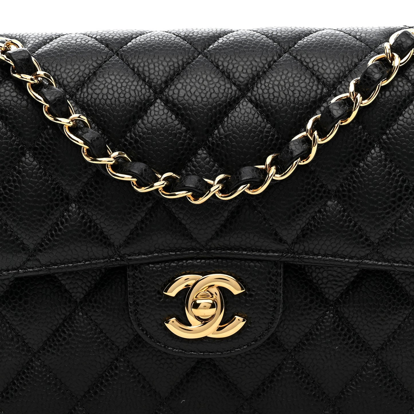 Caviar Quilted Small Double Flap Black