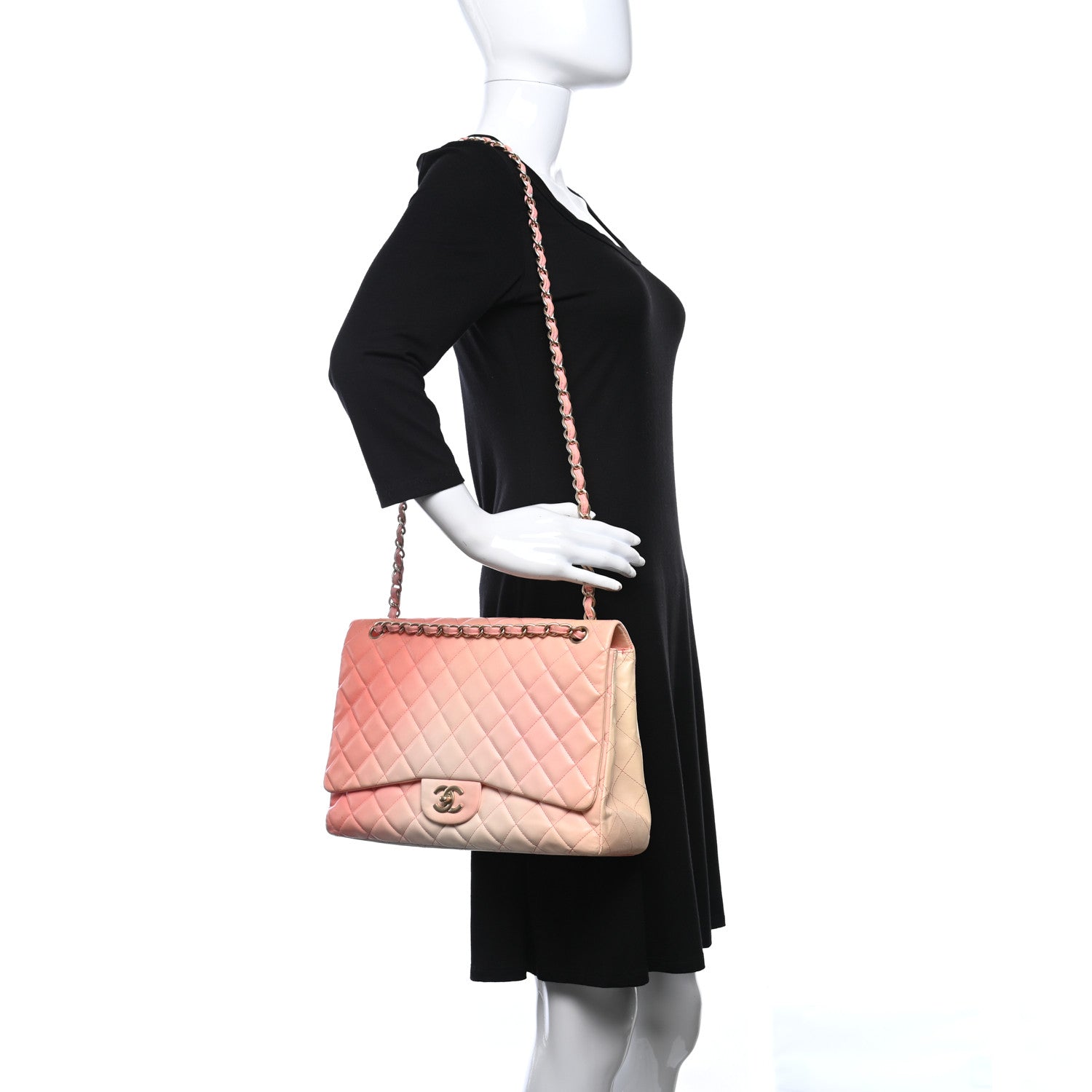 Chanel Lambskin Degrade Quilted Maxi Single Flap Pink 2 of 11