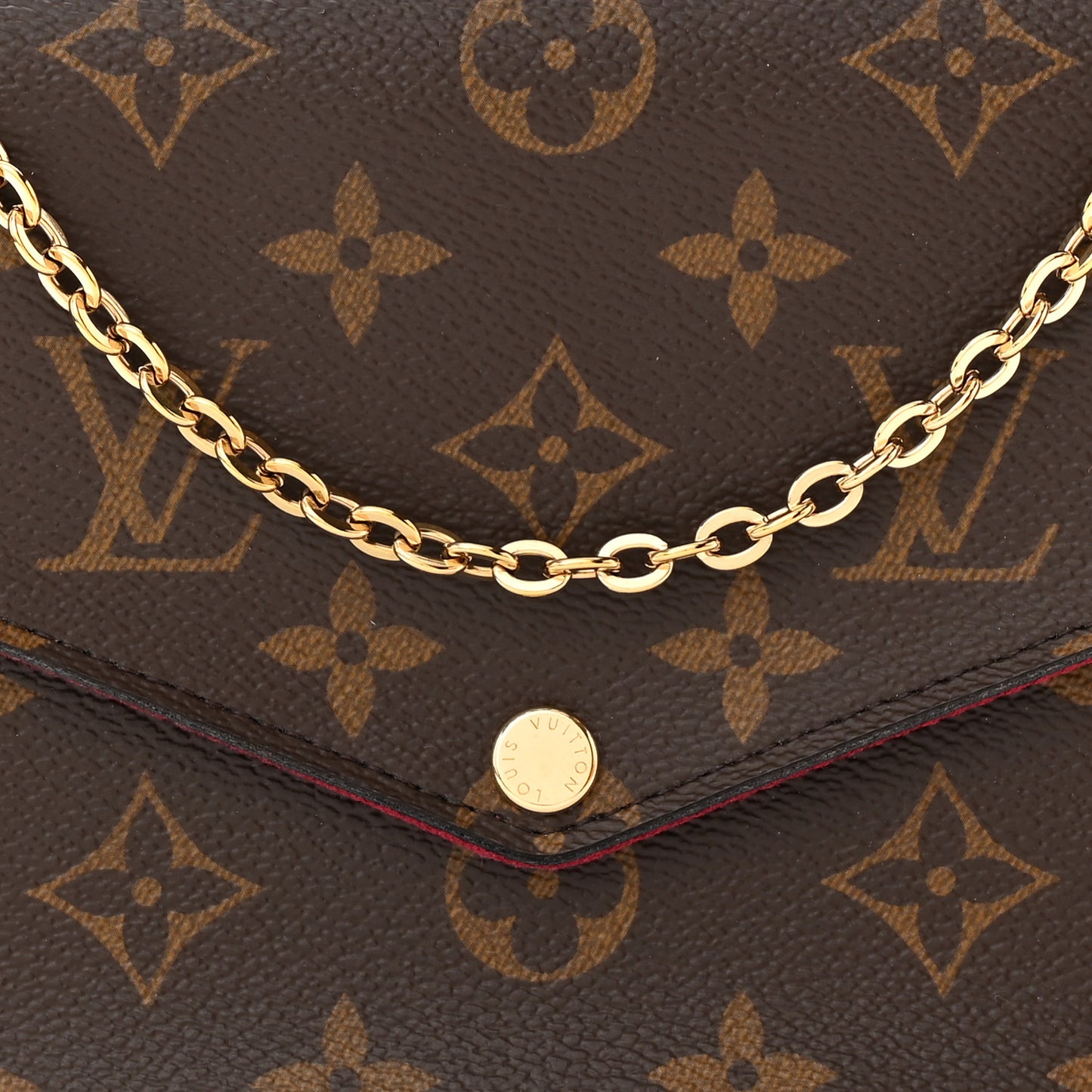 Monogram Pochette Felicie Chain Wallet Fuchsia
