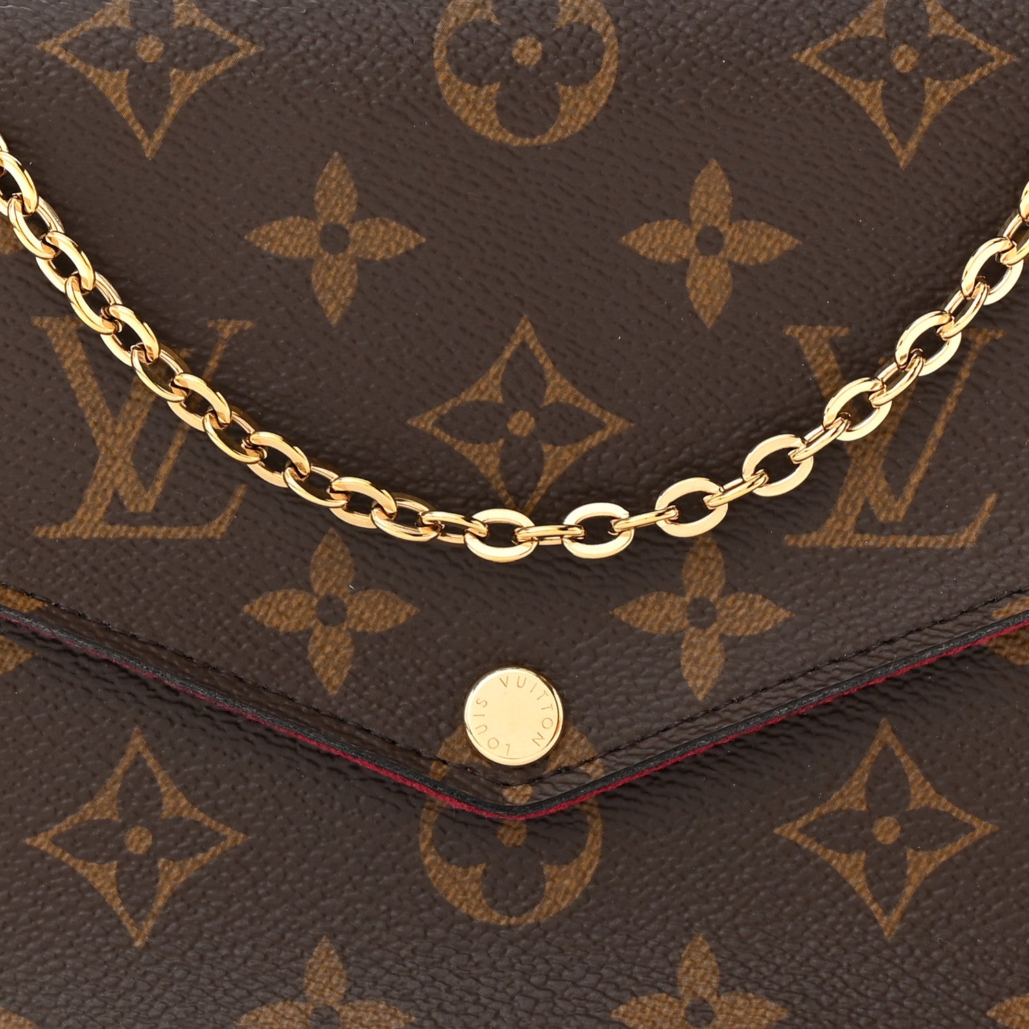 Louis Vuitton Monogram Pochette Felicie Chain Wallet Fuchsia 9 of 12