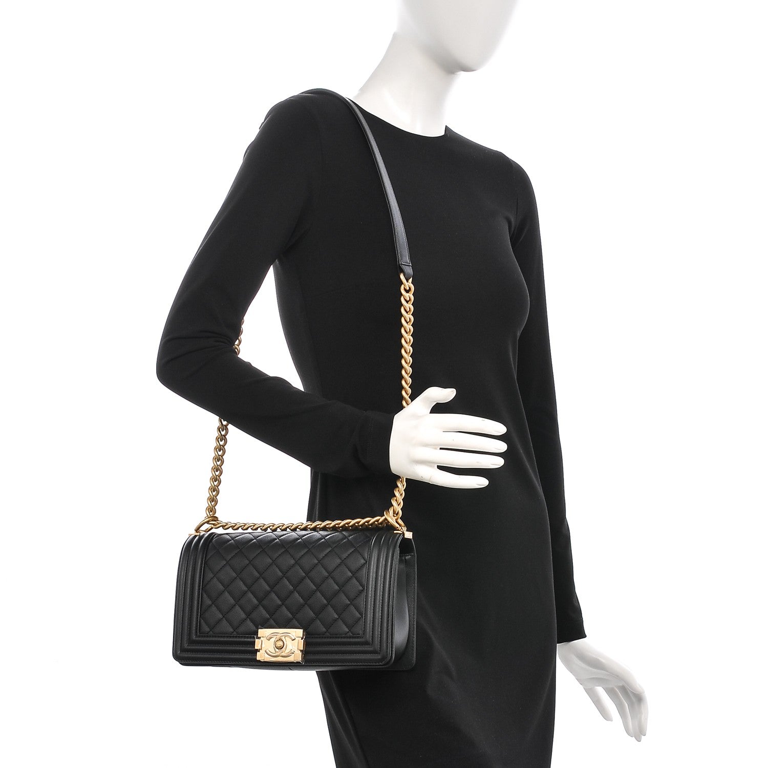 Chanel Caviar Quilted Medium Boy Flap Black 2 of 8