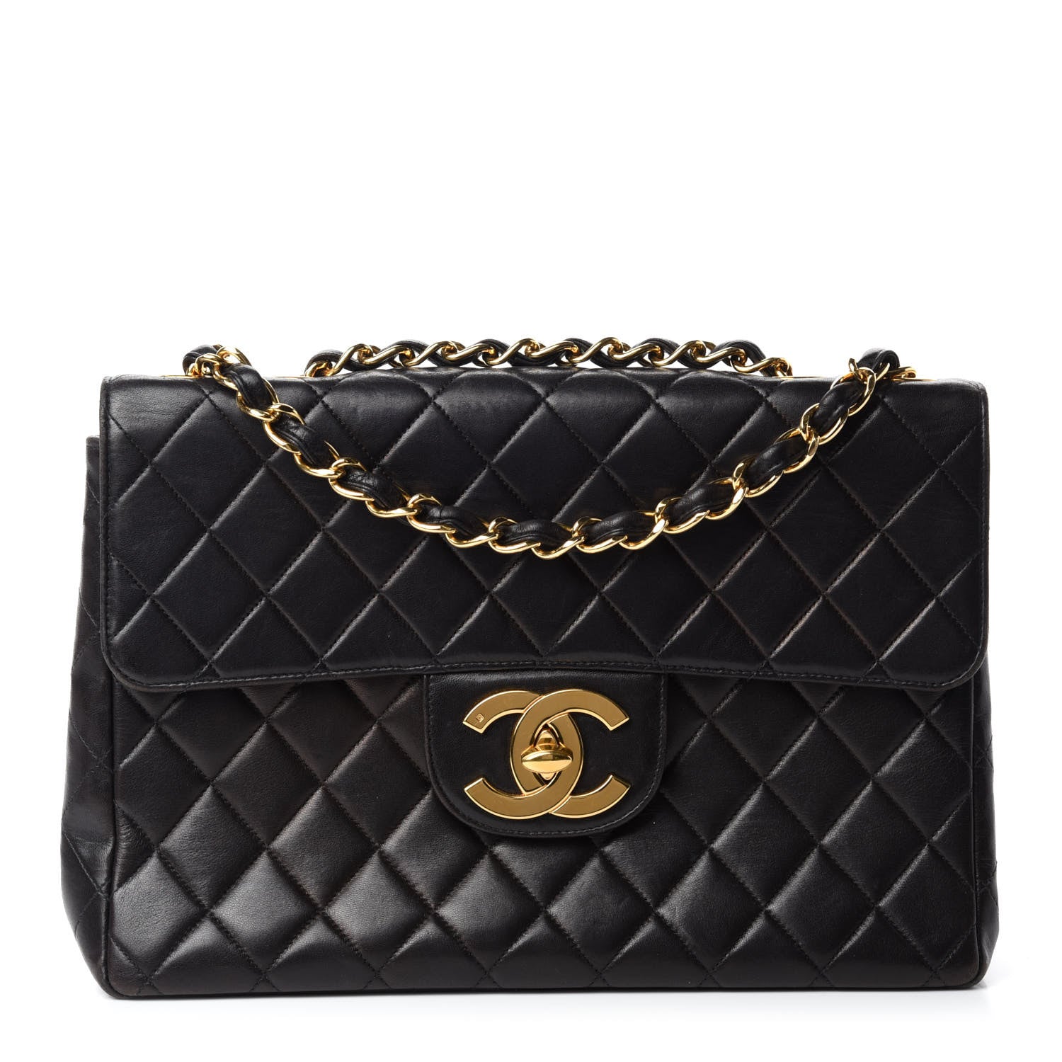 Chanel Lambskin Quilted XL Jumbo Single Flap Black 1 of 12
