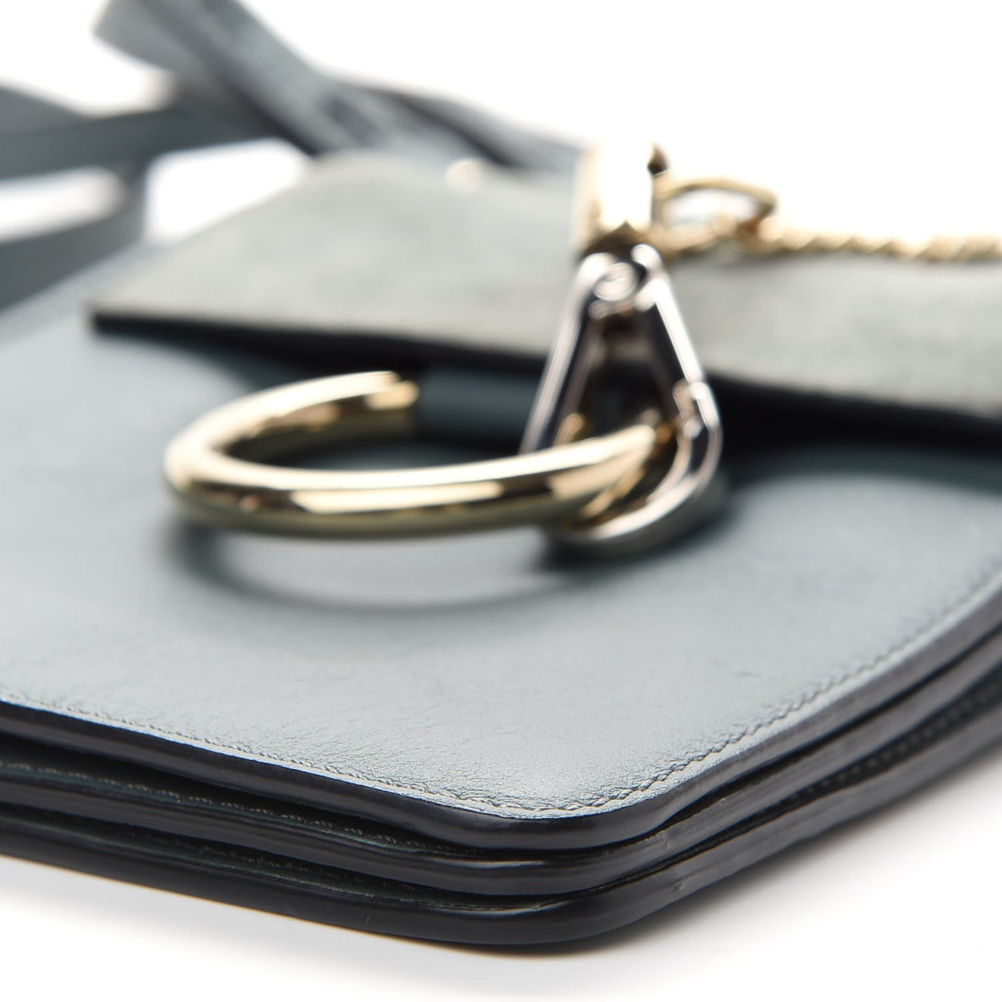 Suede Calfskin Mini Faye Bracelet Bag Cloudy Blue