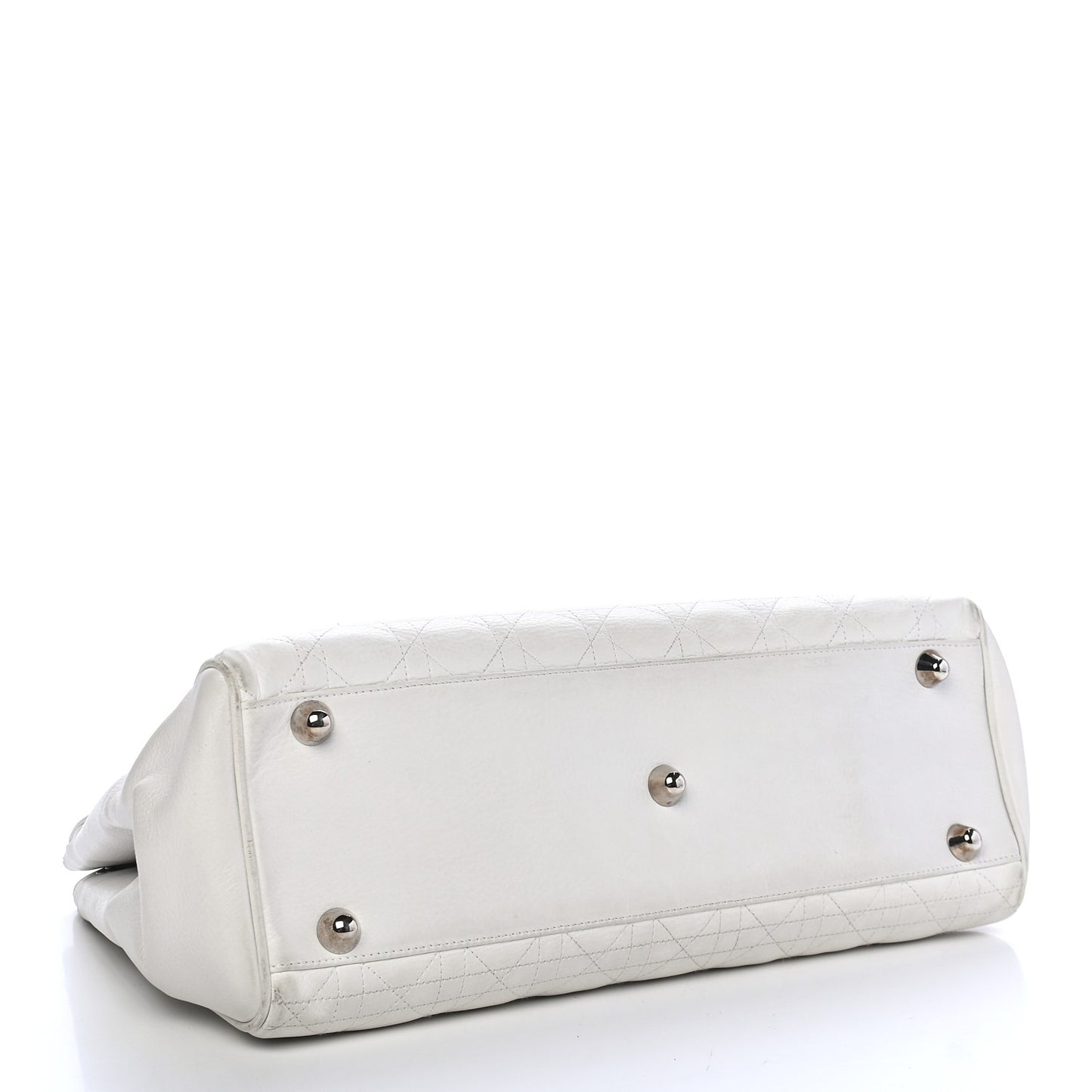 Cannage Stitched Tote White