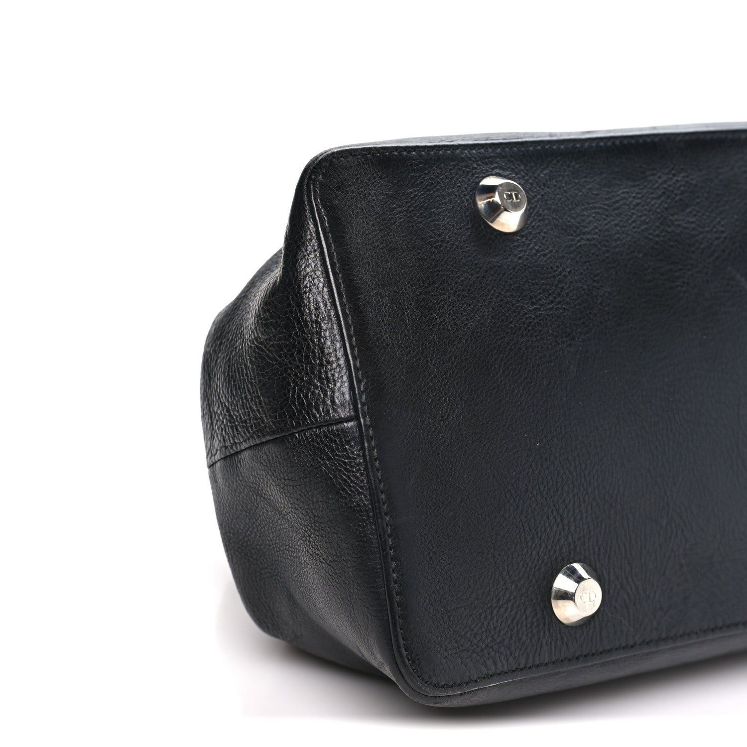 Christian Dior Calfskin Buckle Frame Satchel Black 9 of 10