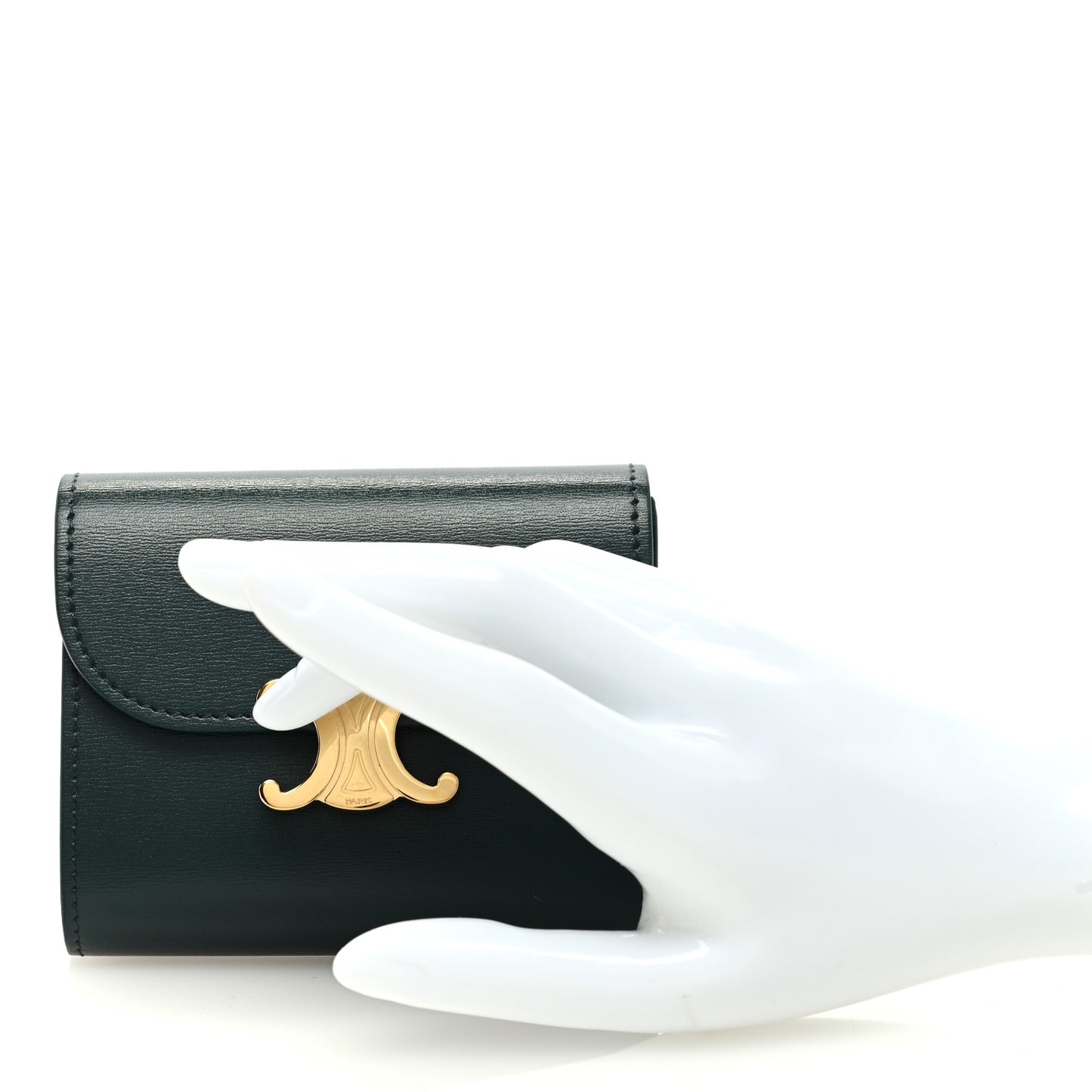 Shiny Calfskin Small Triomphe Wallet Amazone