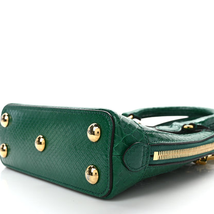 Gucci Shiny Snakeskin Mini Horsebit 1955 Top Handle Bag Emerald 9 of 10