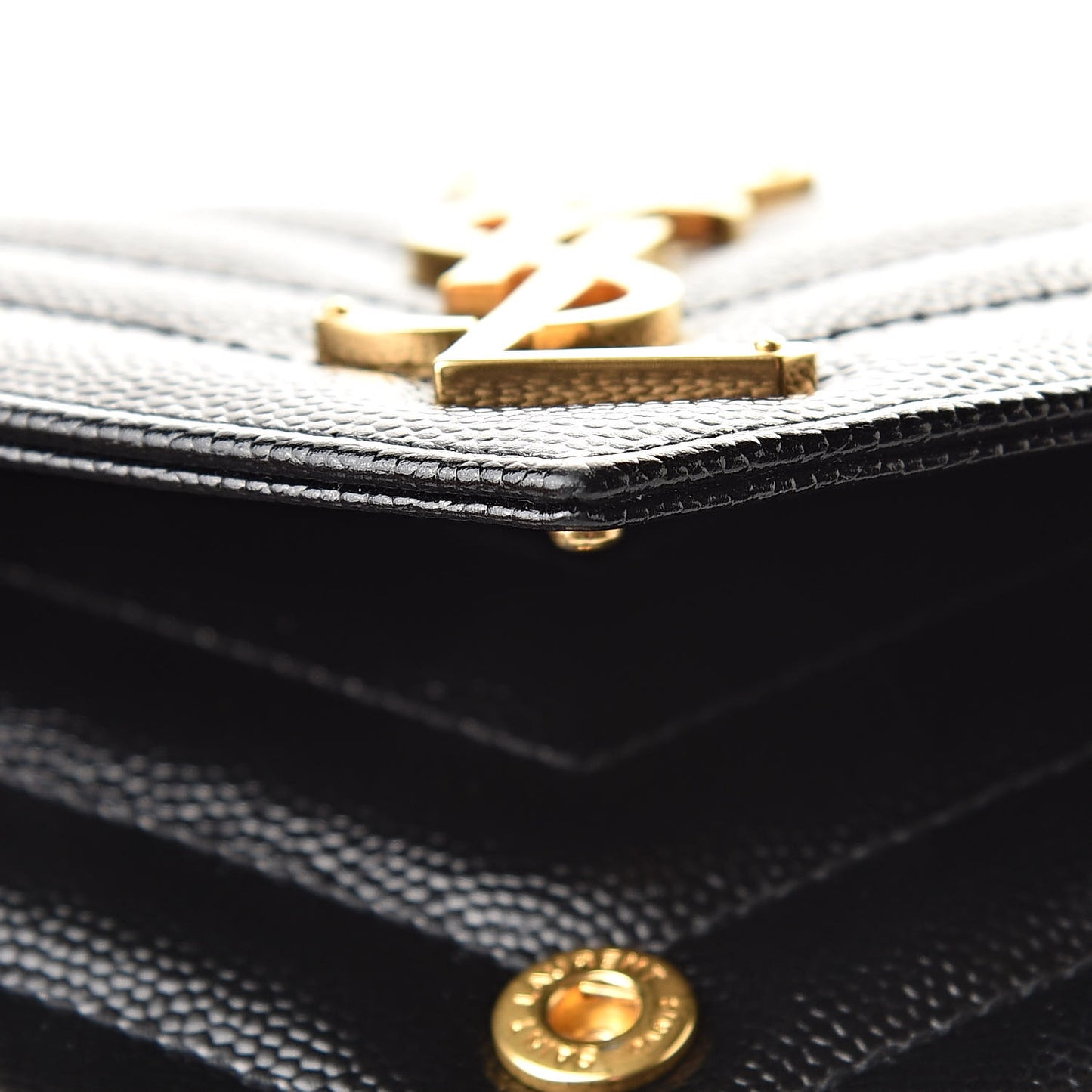 Grain De Poudre Matelasse Chevron Monogram Flap Wallet Black