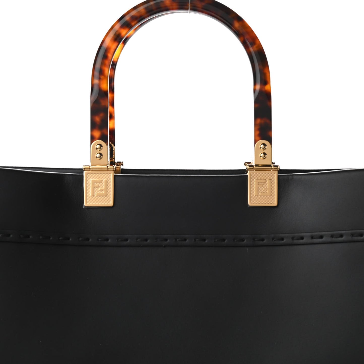 Vitello King Plexiglass Large Fendi Sunshine Shopper Tote Black