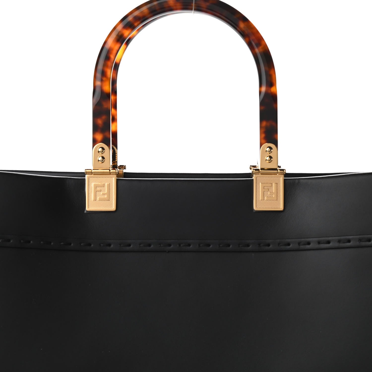 Fendi Vitello King Plexiglass Large Fendi Sunshine Shopper Tote Black 7 of 9