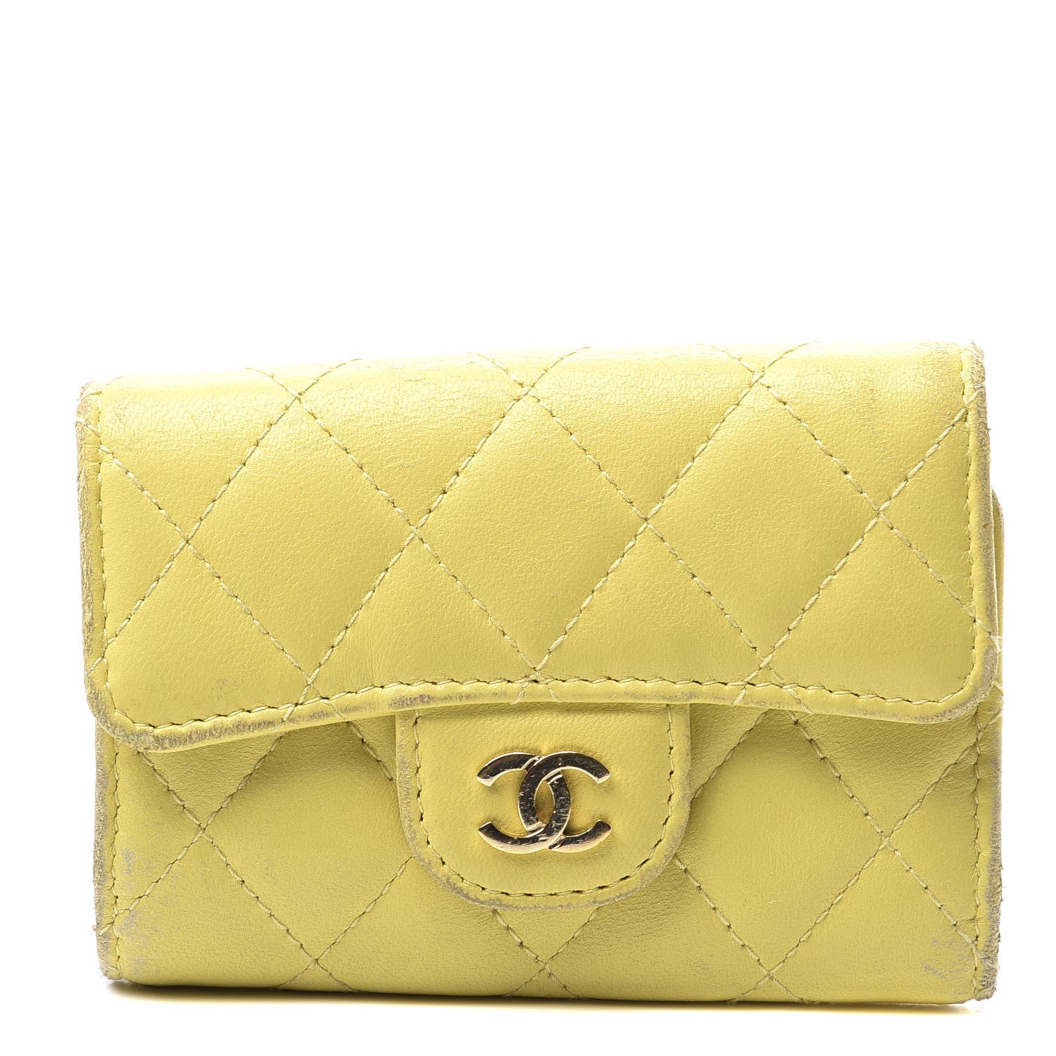 Chanel Lambskin Quilted 4 Key Holder Yellow 1 of 9