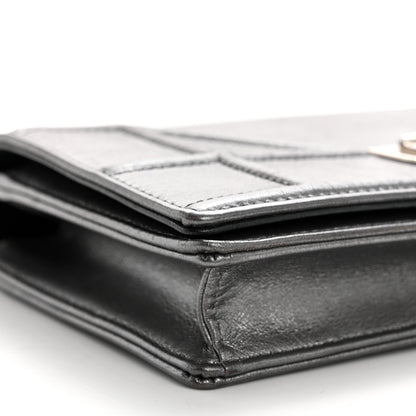 Christian Dior Metallic Grained Calfskin Diorama Wallet on Chain Pouch Gunmetal Grey 8 of 10