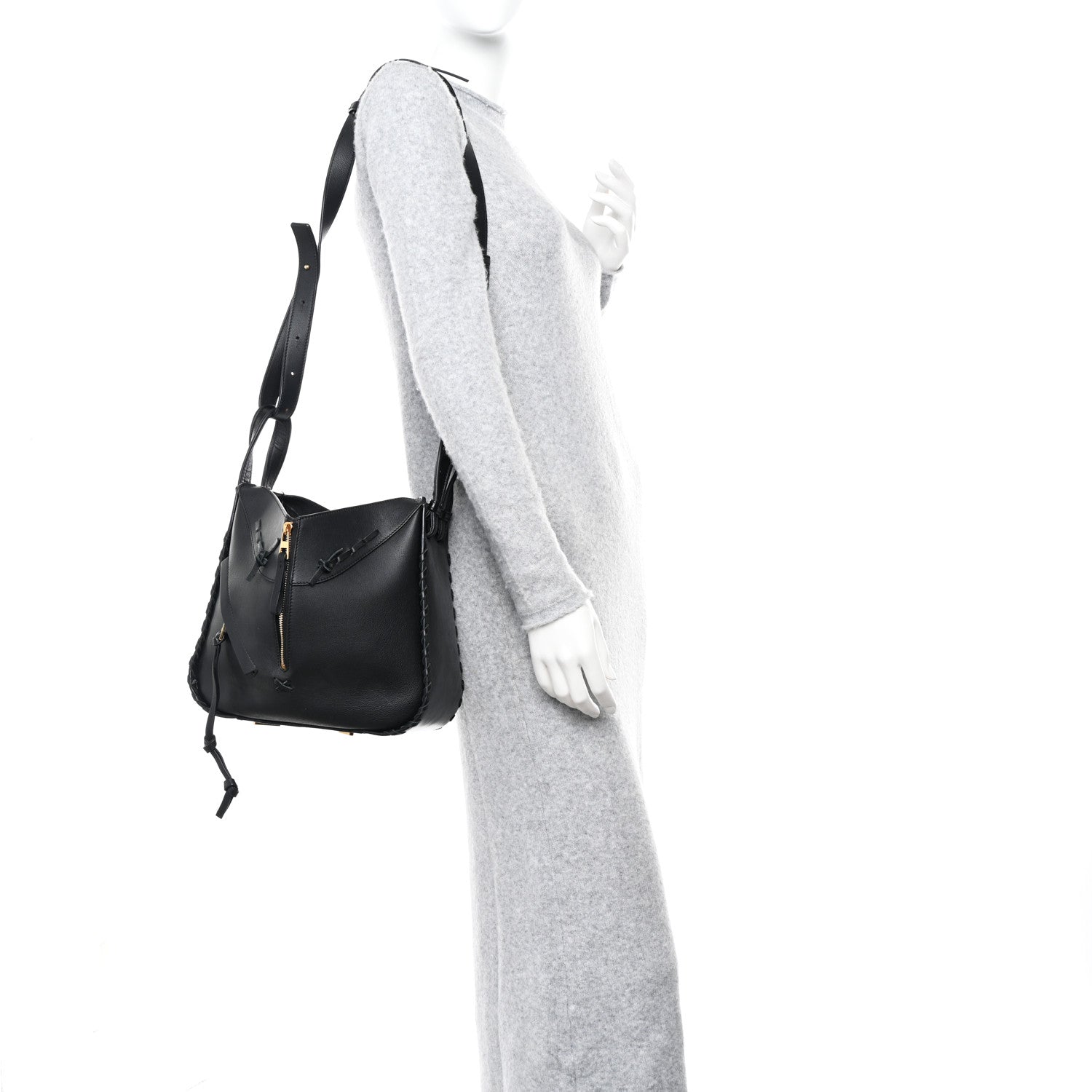 Loewe Calfskin Small Whipstitch Hammock Shoulder Bag Black 2 of 11