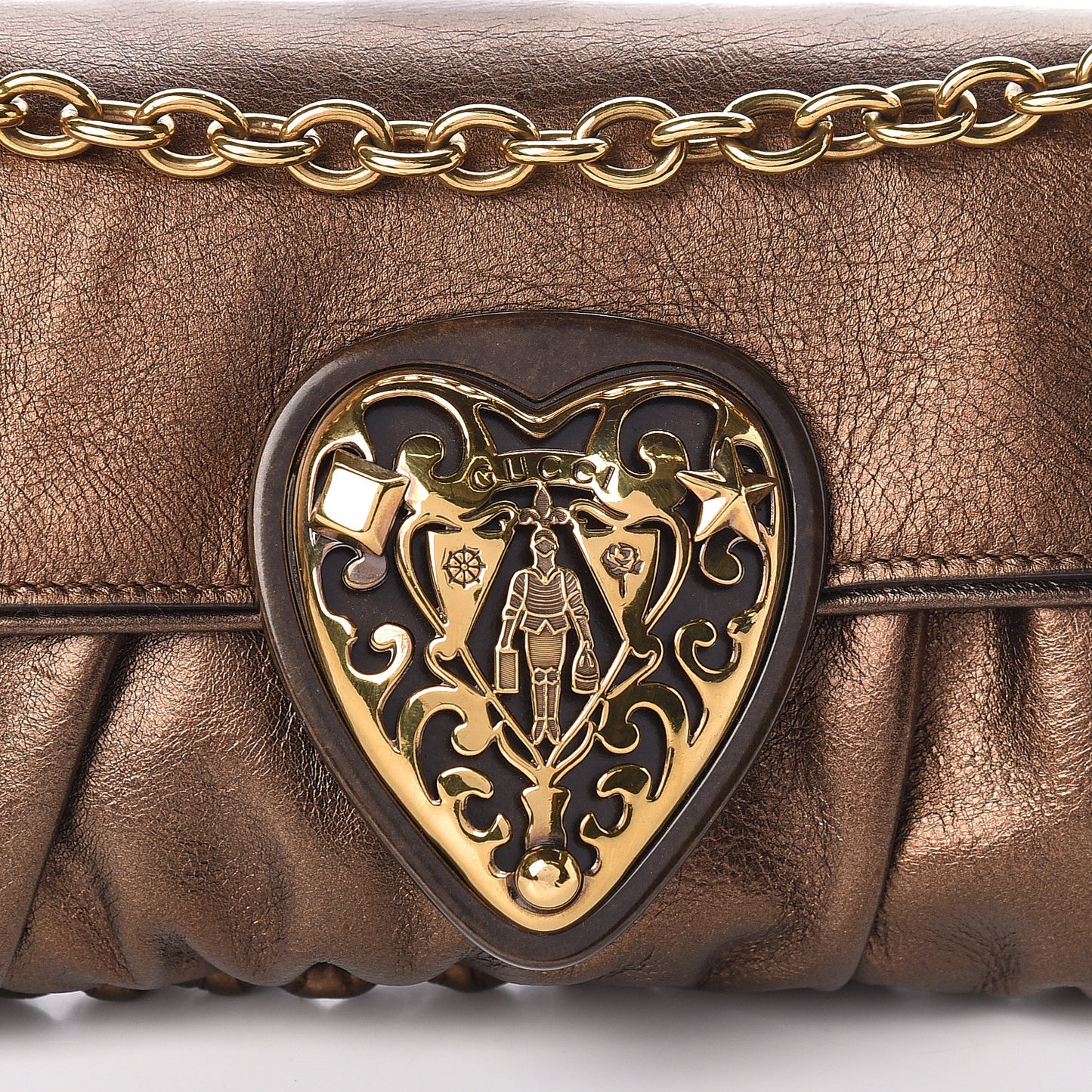 Metallic Calfskin Babouska Clutch Bronze