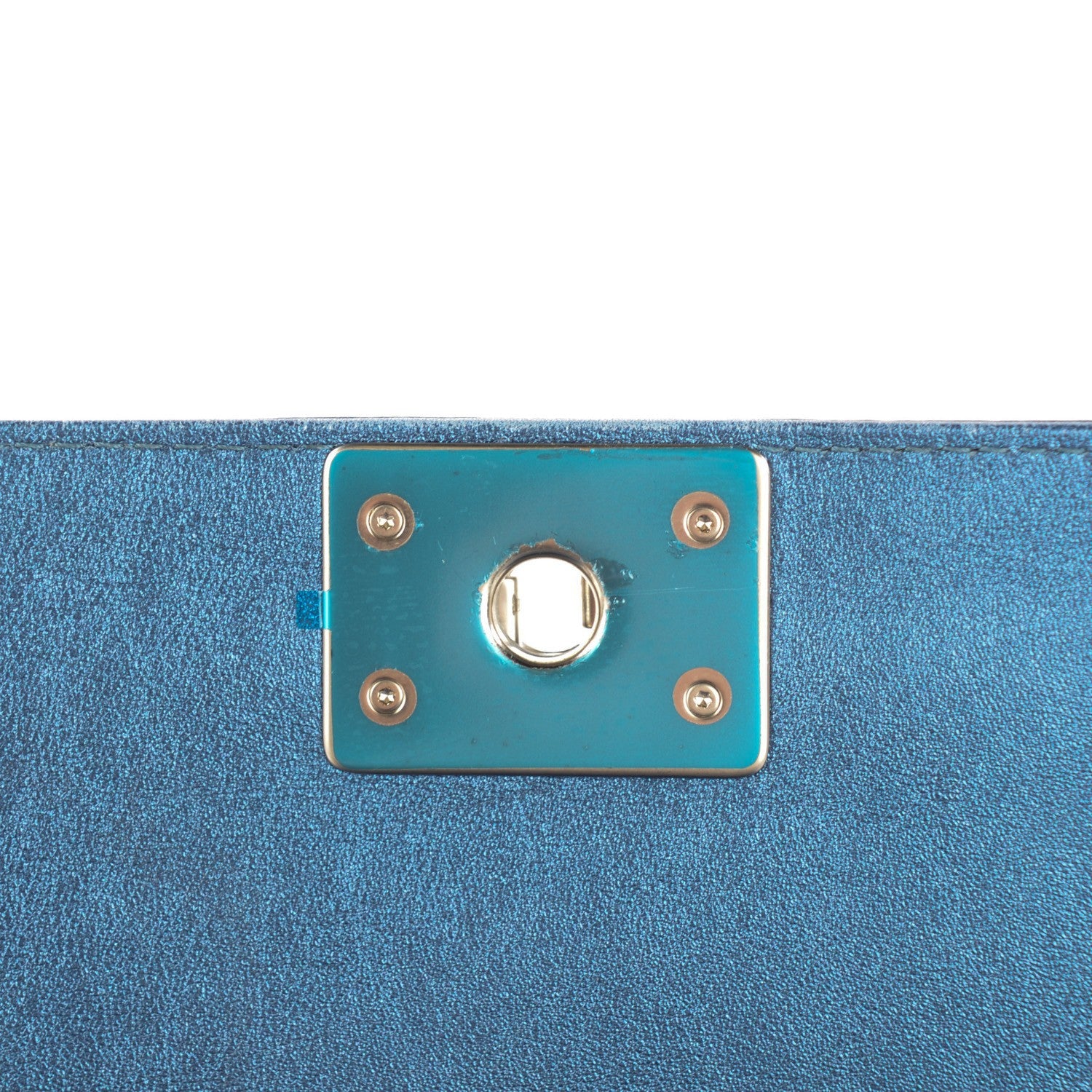 Chanel Metallic Calfskin Perforated Medium Boy Flap Blue 8 of 9