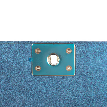 Chanel Metallic Calfskin Perforated Medium Boy Flap Blue 8 of 9
