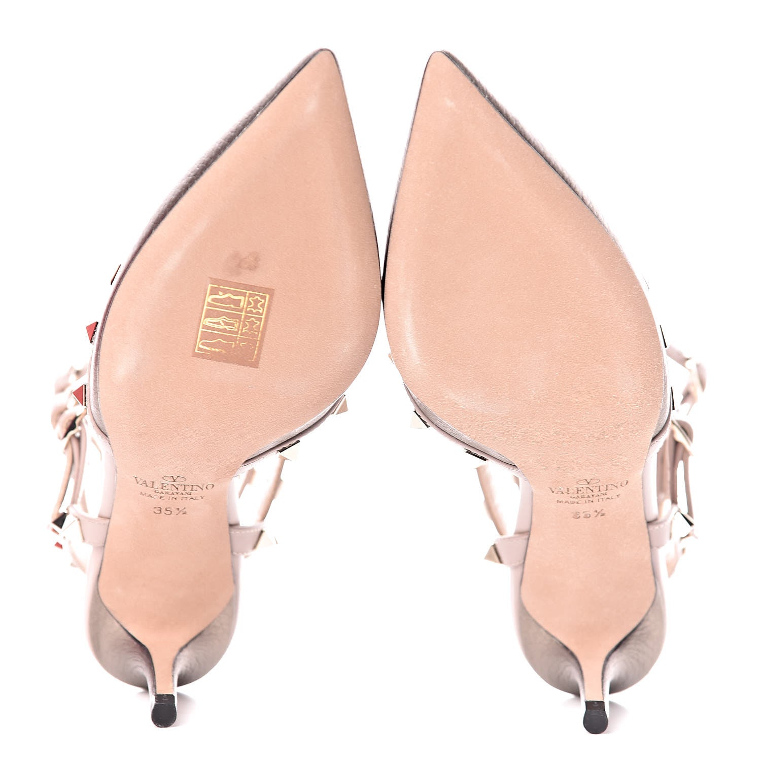 Valentino Garavani Metallic Pebbled Calfskin Rockstud Ankle Strap 65mm Pumps 35.5 Sasso Poudre 8 of 9
