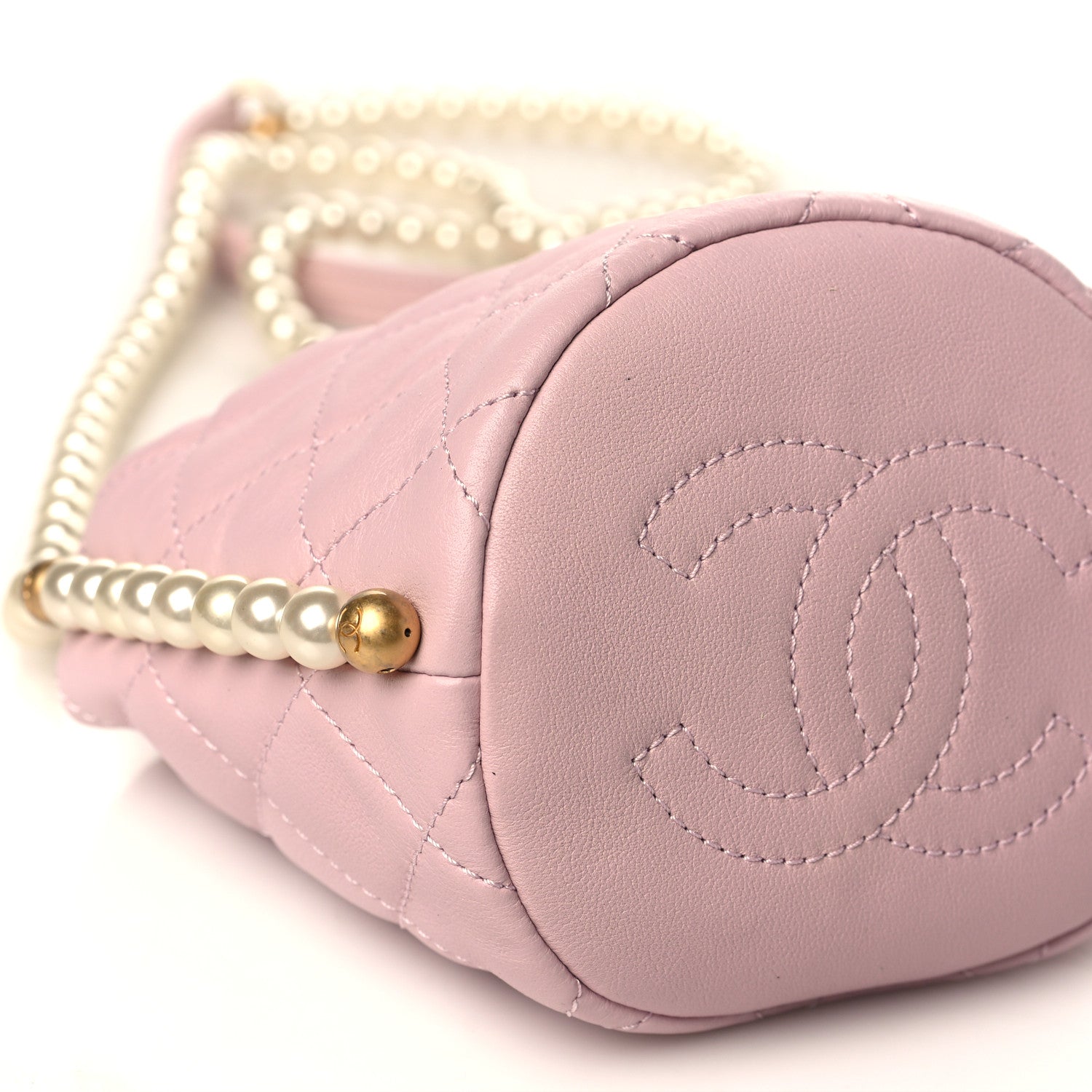 Chanel Calfskin Quilted Pearl Mini About Pearls Drawstring Bucket Light Pink 8 of 9