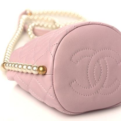 Chanel Calfskin Quilted Pearl Mini About Pearls Drawstring Bucket Light Pink 8 of 9