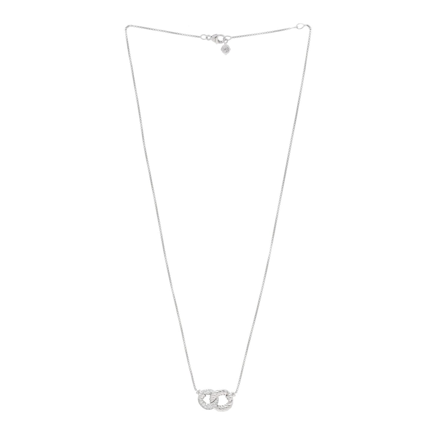 18K White Gold Diamond Belmont Curb Link Pendant Necklace