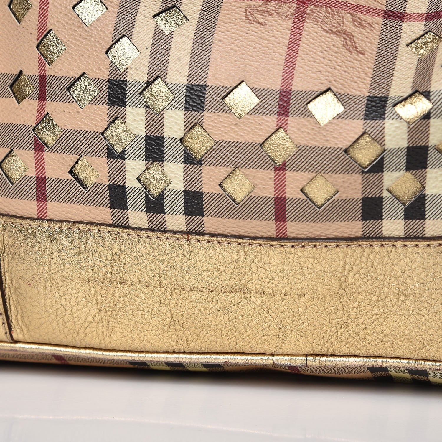 Burberry Haymarket Check Drawstring Claudia Bag Gold 11 of 17