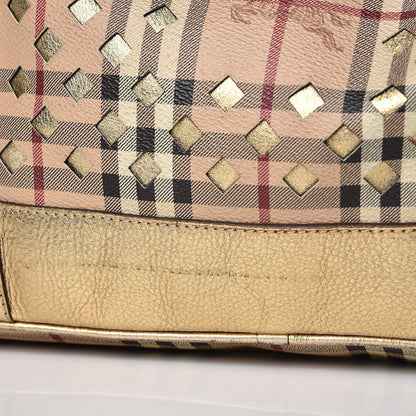 Burberry Haymarket Check Drawstring Claudia Bag Gold 11 of 17