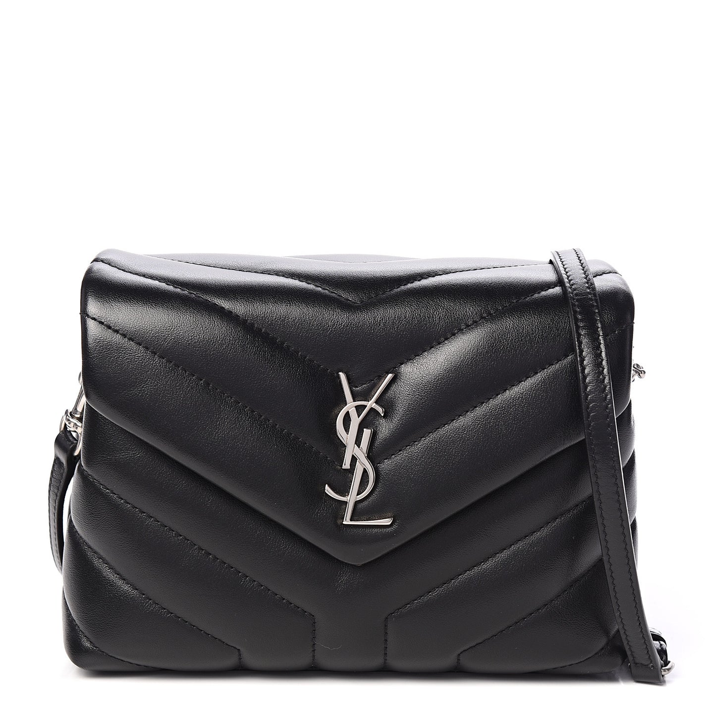 Calfskin Y Quilted Monogram Toy Loulou Crossbody Bag Black