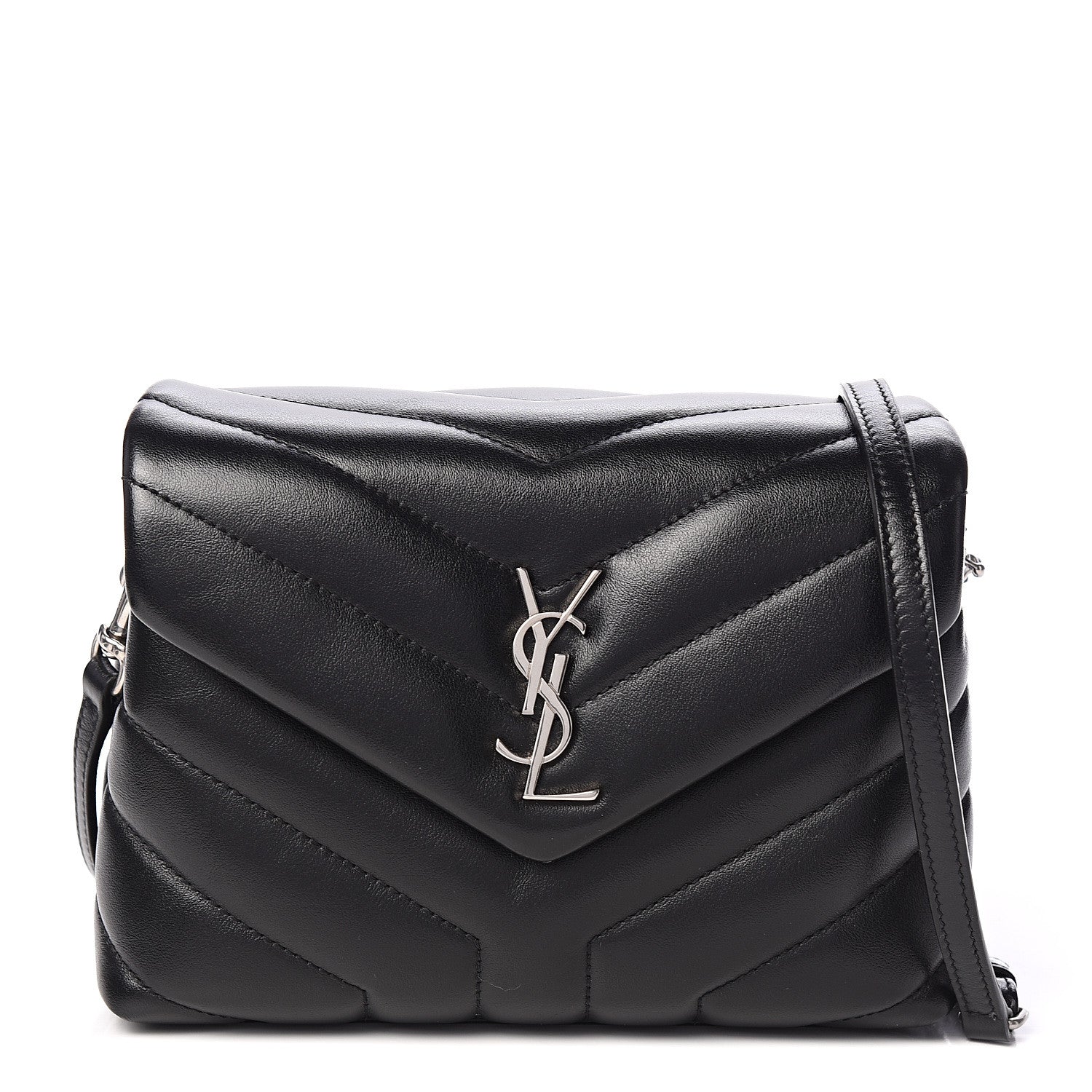 Saint Laurent Calfskin Y Quilted Monogram Toy Loulou Crossbody Bag Black 1 of 8