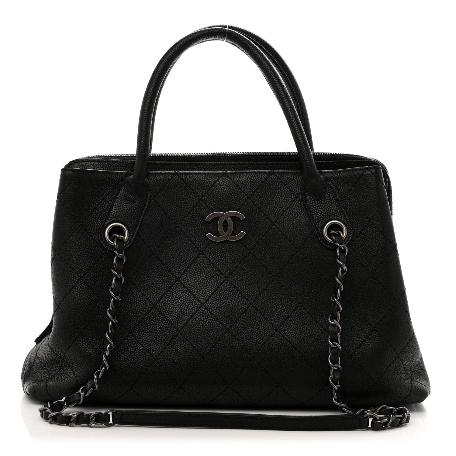 Chanel Grained Vegetal Calfskin Small Urban Shopping Tote Black 1 of 15