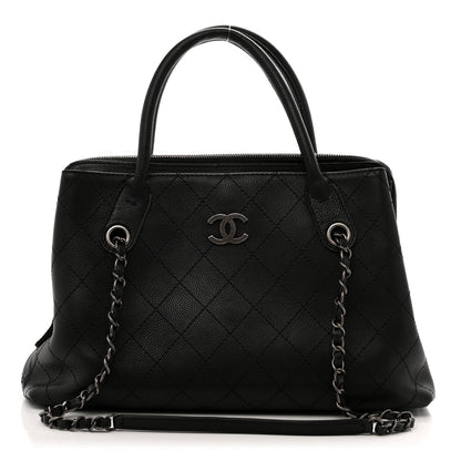 Chanel Grained Vegetal Calfskin Small Urban Shopping Tote Black 1 of 15